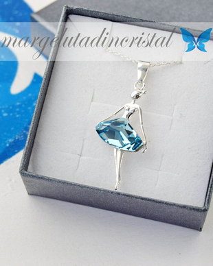 Colier Balerina Argint 925/ Swarovski Aquamarine
