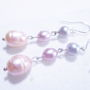 Cercei argint cu perle de cultura piersica, roz, gri