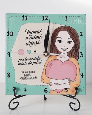 Ceas pentru educatoare pictat manual personalizat