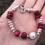 Bratara  perle purple freshwater & red tiger eye
