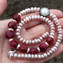 Perle purple freshwater&red tiger eye