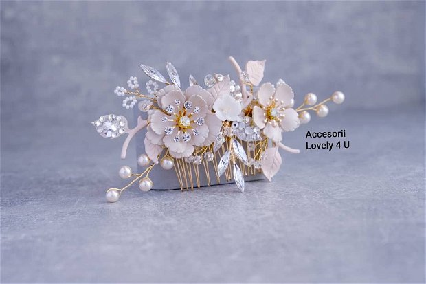 Accesoriu Floral cu perle Swarovski- Colecția de lux