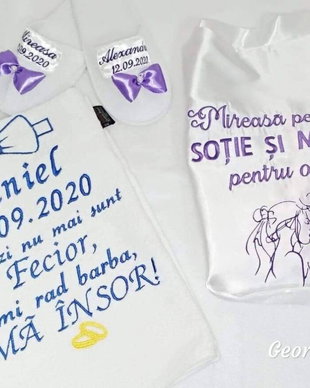 SET Mireasă (3 piese) halat din satin lycrat+papuci+ prosop mire