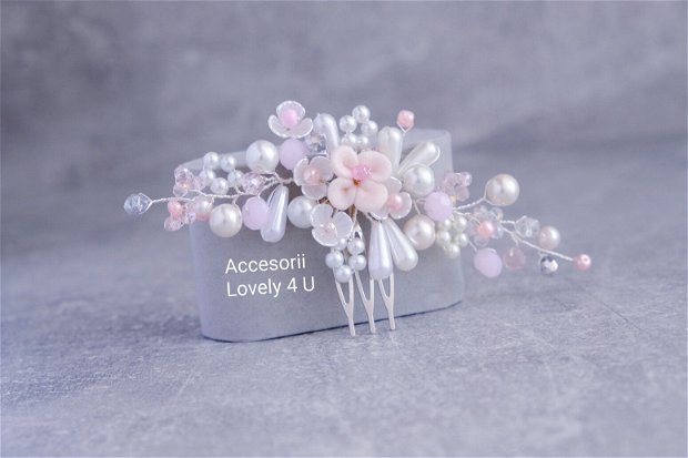 Avis *Pieptan floral cu perle - Colecția premium