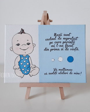Placuta personalizata pentru nasi handmade pictata manual baietel