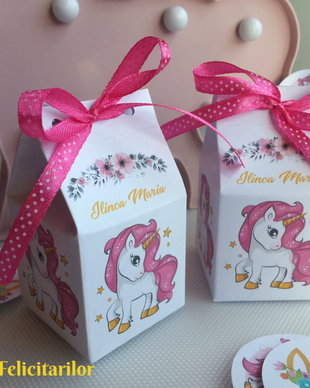 Cutii pentru marturiile de botez tematica unicorn