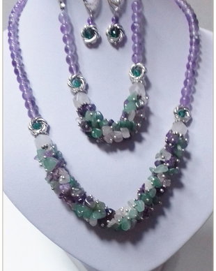 SET-AMETIST, AVENTURIN VERDE SI CUART ROZ