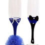 Set 2 pahare miri cu tulle albastru roial