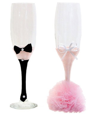 Set 2 pahare miri cu tulle roz pastel