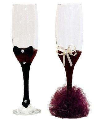 Set 2 pahare miri cu tulle grena