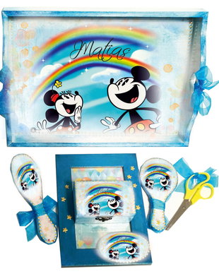 Set tava mot/prima aniversare, Minnie & Minnie, Curcubeu