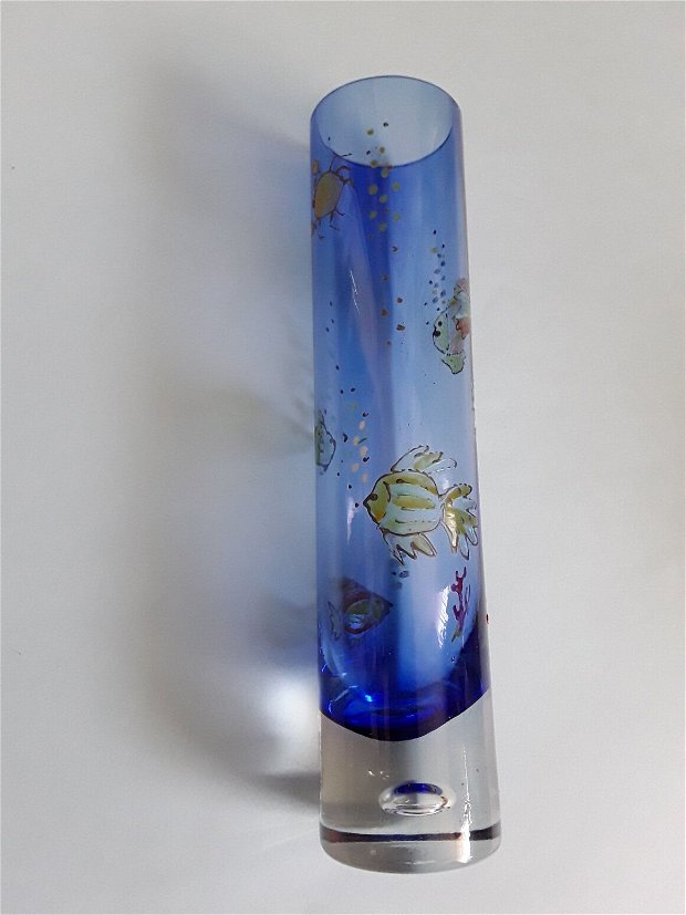 Vaza decorativă din sticla pictată lumea subacvatica
