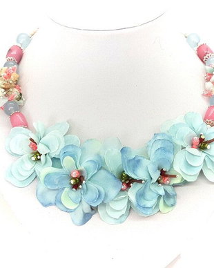 Colier blue flowers/rodonit ,acuamarin