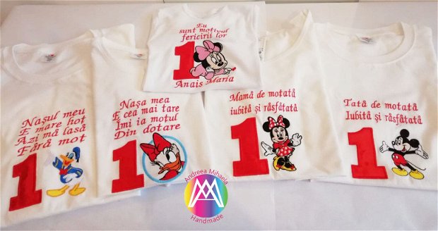 Set Tricouri aniversare cu "Mickey si Minnie Mouse" brodate
