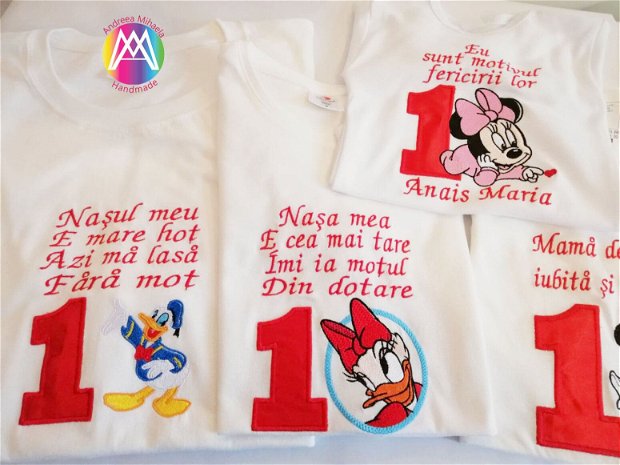 Set Tricouri aniversare cu "Mickey si Minnie Mouse" brodate