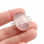 Conector  quartz roz  in rama argintata