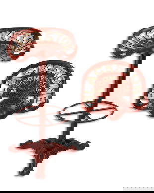 Scaun bar Blackstone din fier forjat rosu