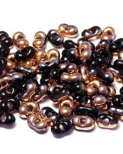 Margele Peanut (Farfalle), 2x4 mm, Jet Capri Gold - 23980-27101