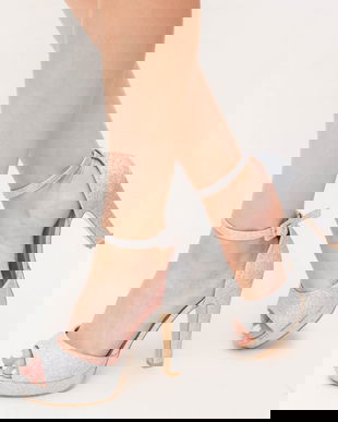 Sandale Cu Toc Meha Argintii