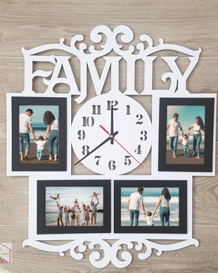 Tablou foto cu ceas Family