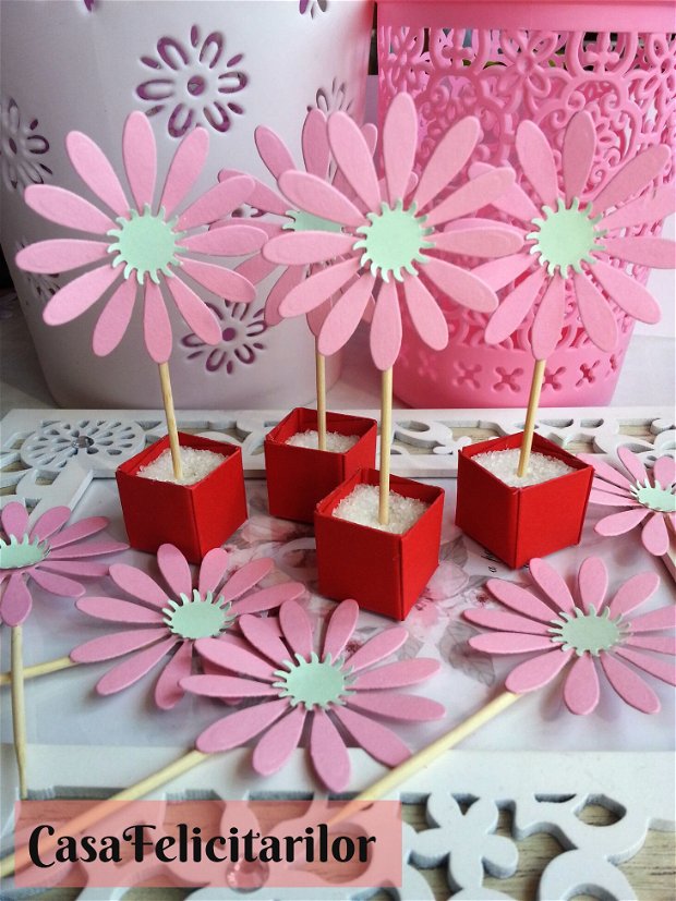Toppers floricele roz