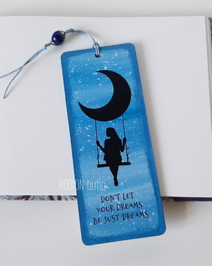 Semn de carte dreams pictat manual personalizat cu mesaj