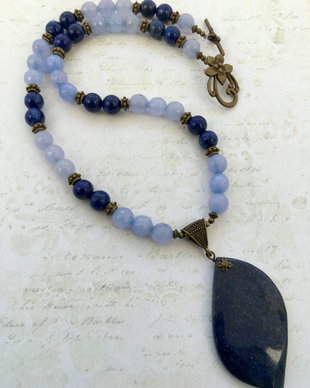 Colier aquamarin & lapis lazuli