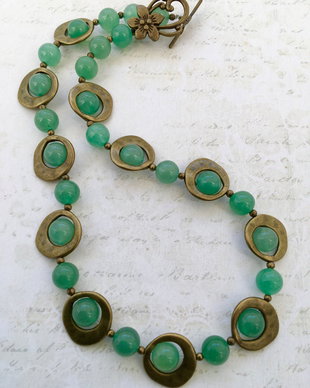 Colier vintage aventurin verde