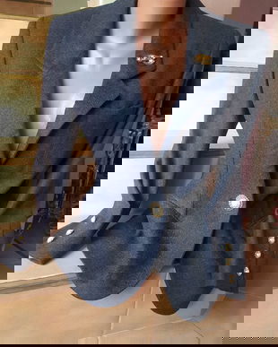 SACOU ELEGANT STOFA LANA NASTURI BROSE CU PERLE MARIME 44