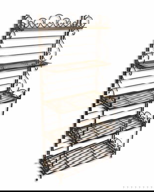 Etajera cu 5 rafturi din fier forjat antik brown