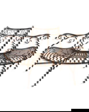 Banca semirotunda pentru copac din fier forjat antik brown