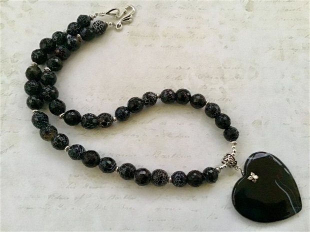 Colier agate crackle & onix