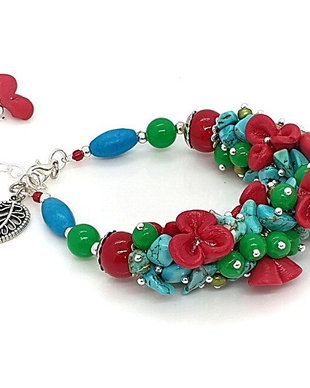 Bratara floral/gradina in rosu