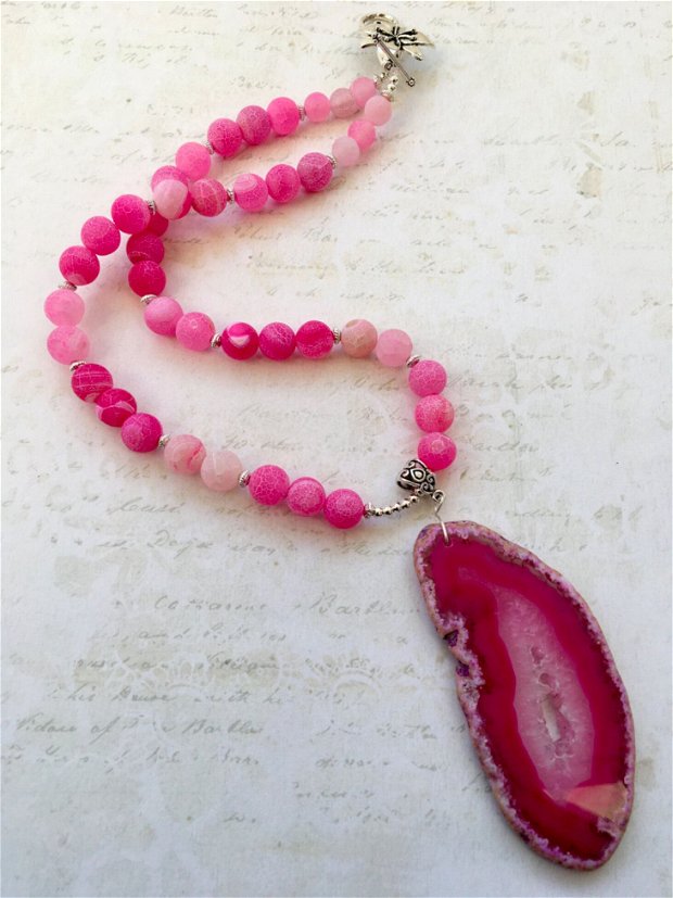 Colier agate pink