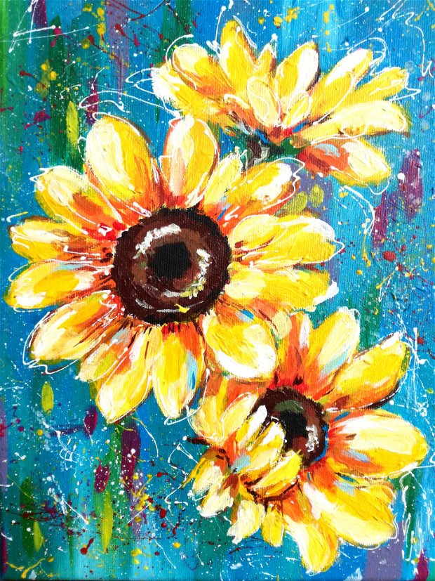 Tablou multicolor cu floarea soarelui