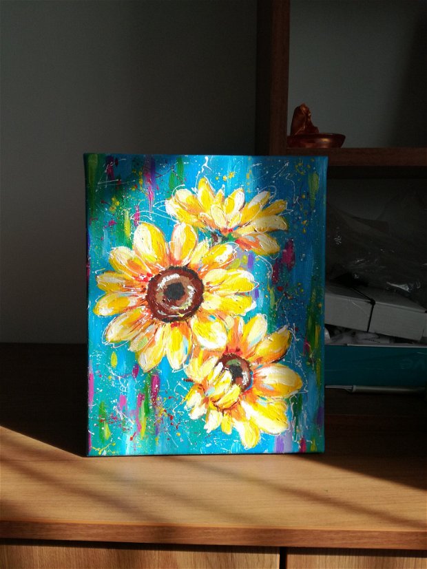 Tablou multicolor cu floarea soarelui