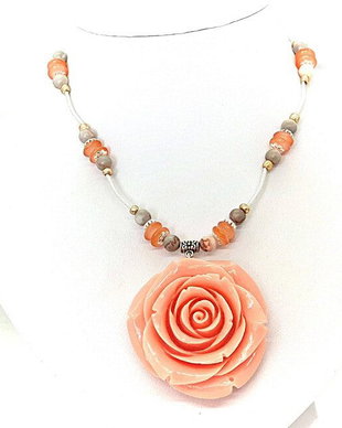 Set -colier si cercei -trandafir tridacna