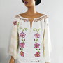 Bluza ethno urban cu motiv floral impaslit