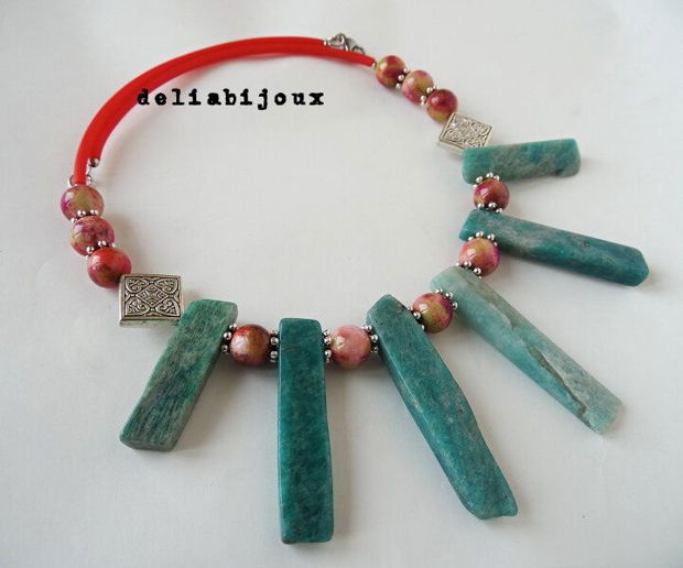 Colier amazonite si jad