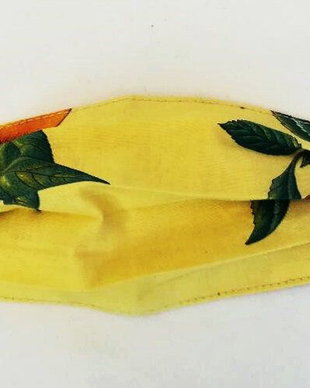 masca textila ( galben cu fructe )