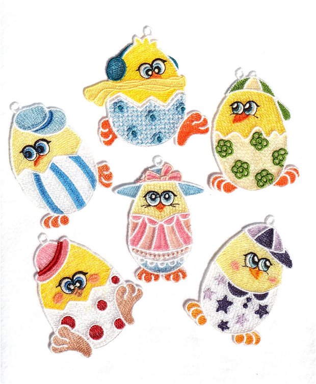 Set de oua ornamentale cu fete zambitoare