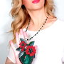 Vandut -Colier Pandantiv - Green Heart of Red Flowers