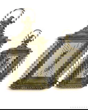 Pereche de felinare din metal bronz