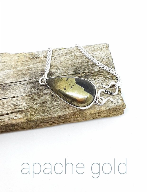 Brățară argintată cu piatră apache gold