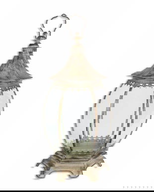 Felinar antik green din metal