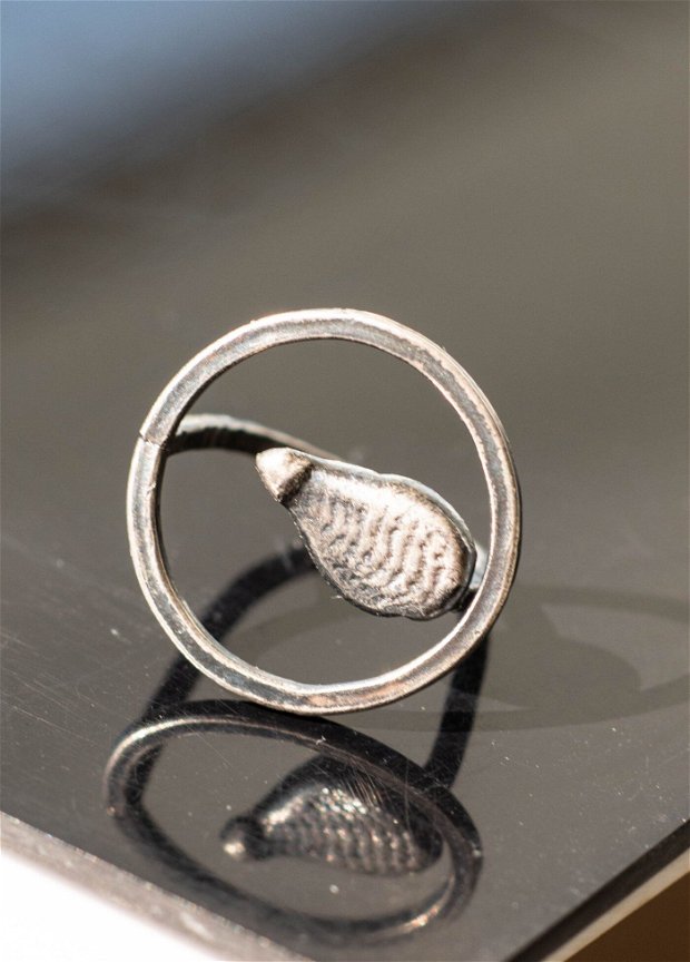 Inel argint imponderabil cu textura, inel marime mică