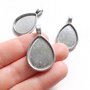 Baza pandant  - lacrima - argintiu antic - interior 25 x 18 mm