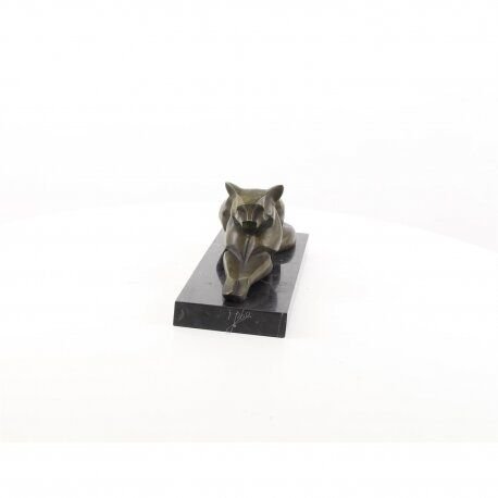 Pisica sezand-statueta din bronz pe un soclu din bronz