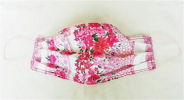 masca textila ( cu flori delicate roz )