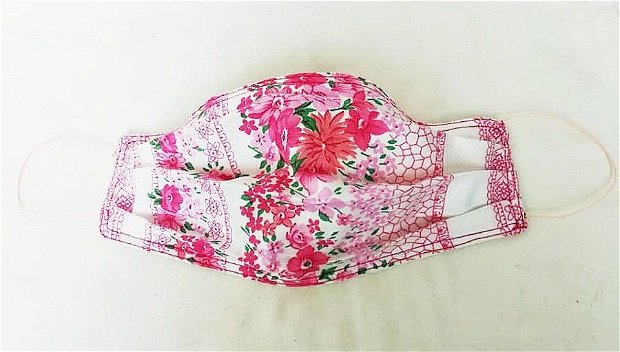 masca textila ( cu flori delicate roz )